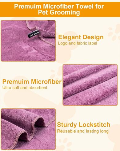 2-PCS Fast Drying Dog Towels - 56 x 28 Inch Ultra Soft & Absorbent Large Dog Towel with 30 x 14 Inch Daily Use Paw Towel - 100% Microfiber Pet Bath Grooming Towels for Dogs Cats, Gray in Saudi Arabia