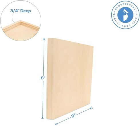 Square Wood Canvas 8 x 8 x 3/4-inch, Pack of 4 Unfinished Wood Frames, Blank Wood Signs for Crafts & Home Decor, by Woodpeckers in Saudi Arabia