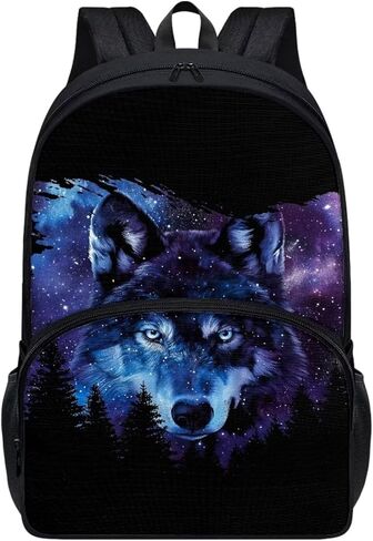 حقيبة ظهر جالاكسي وولف للأولاد في المدرسة المتوسطة، حقيبة ظهر خفيفة الوزن مقاس 17 بوصة حقيبة ظهر كاجوال للأولاد والبنات in Kuwait