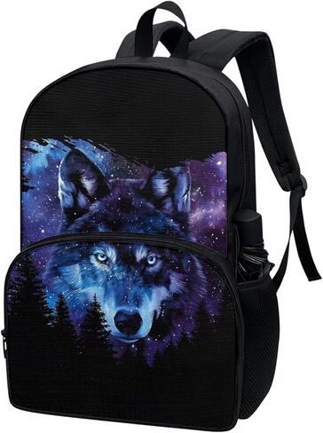 حقيبة ظهر جالاكسي وولف للأولاد في المدرسة المتوسطة، حقيبة ظهر خفيفة الوزن مقاس 17 بوصة حقيبة ظهر كاجوال للأولاد والبنات in Kuwait