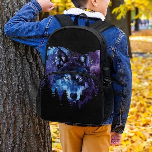 حقيبة ظهر جالاكسي وولف للأولاد في المدرسة المتوسطة، حقيبة ظهر خفيفة الوزن مقاس 17 بوصة حقيبة ظهر كاجوال للأولاد والبنات in Kuwait
