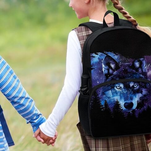 حقيبة ظهر جالاكسي وولف للأولاد في المدرسة المتوسطة، حقيبة ظهر خفيفة الوزن مقاس 17 بوصة حقيبة ظهر كاجوال للأولاد والبنات in Kuwait