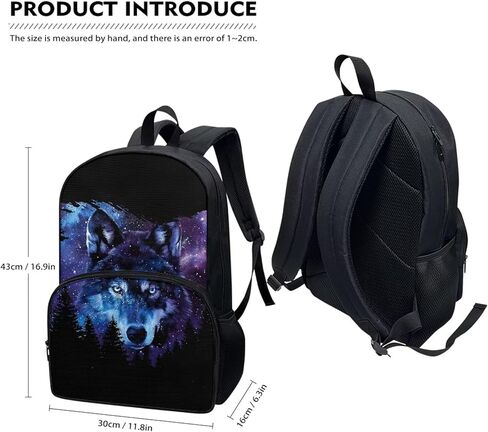 حقيبة ظهر جالاكسي وولف للأولاد في المدرسة المتوسطة، حقيبة ظهر خفيفة الوزن مقاس 17 بوصة حقيبة ظهر كاجوال للأولاد والبنات in Kuwait