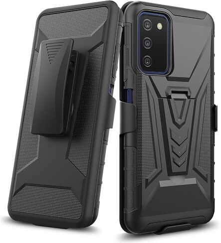 for Samsung Galaxy A03S, A03 SE 5G (SM-A037) - Shockproof Phone Case w/Belt Clip Holster - CV1 Black in Kuwait