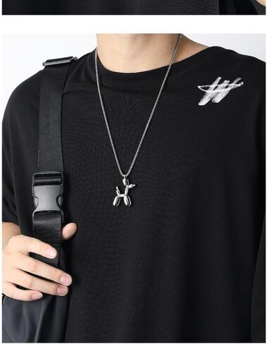 Balloon Dog Necklace Pendant for Men Women Hiphop Clown Charm Necklace Titanium steel Vintage Jewelry in Kuwait