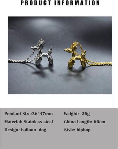 Balloon Dog Necklace Pendant for Men Women Hiphop Clown Charm Necklace Titanium steel Vintage Jewelry in Kuwait