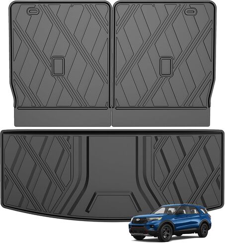 Original Cargo Liner and Backrest Mats for Ford Explorer 2020-2024 6/7 Seats All Models - Custom Fit Trunk Mat and Backrest Mats - All Weather Protection Anti-Skid Car Mats for Ford Explorer in Saudi Arabia
