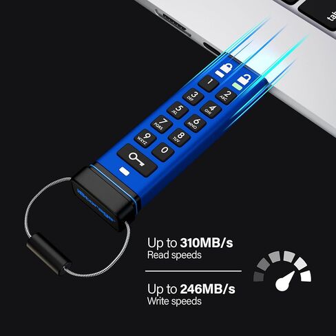 اي ستوريج داتاشور برو+سي 256 جيجا | شريحة ذاكرة USB آمنة من النوع C | FIPS 140-3 المستوى 3 معلق | رقم التعريف الشخصي محمي | يتضمن محول من النوع C-A. in Kuwait