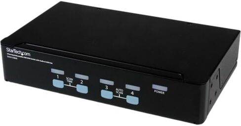 StarTech.com 4-Port USB KVM Swith with OSD - TAA Compliant - 1U Rack Mountable VGA KVM Switch (SV431DUSBU), Black in Saudi Arabia