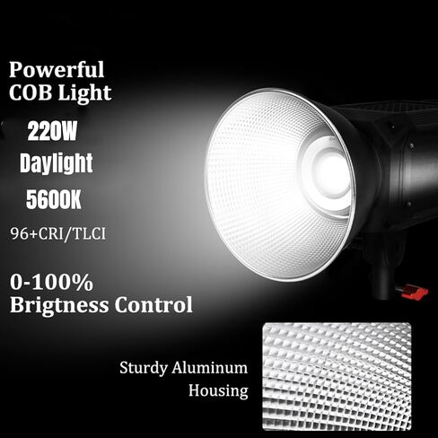 Came-TV Tioga 220W COB Led الفيديو الضوئي ضوء النهار 5600K مع عاكس 20551Lux@1m تأثيرات الإضاءة App التحكم Led الأضواء in Kuwait
