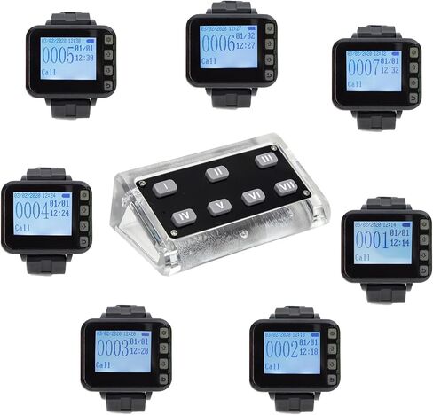 Restaurant Pager System Wireless Calling System Kitchen Paging Waiter System, A Chef Paging Waiter's Keypad Transmitter,5 Watch Display Receivers Cook Press to Call Waiter to Take Dishes in Kuwait