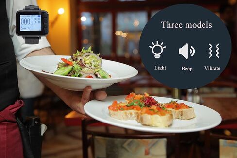 Restaurant Pager System Wireless Calling System Kitchen Paging Waiter System, A Chef Paging Waiter's Keypad Transmitter,5 Watch Display Receivers Cook Press to Call Waiter to Take Dishes in Kuwait