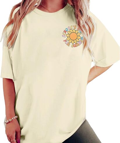 قميص MNLYBABY آخر يوم للمدرسة كبير الحجم: للمعلمات والنساء خارج المدرسة للصيف in Kuwait