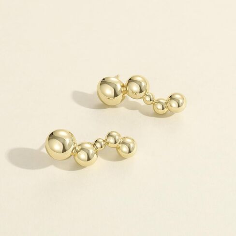 KissYan Gold Dangle Earrings, 14k Gold Paper Clip Chain Ball Drop Earrings Long Beaded Earrings for Women Sterling Silver Post Dainty Jewelry Gifts in Saudi Arabia