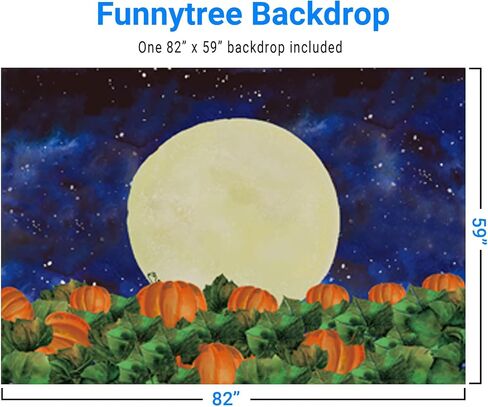 Funnytree 8x6FT هالوين اليقطين قدمت خلفية التصوير الفوتوغرافي للأطفال حفلة عيد ميلاد راية السماء المرصعة بالنجوم ليلة القمر خلفية الصورة كشك تفضل الدعائم هدية in Saudi Arabia