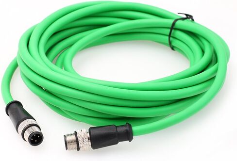 Ethernet M12 4 Pin D Code Male to M12 4 Pin D Code Male Cable for Baumer Omron Sick Encoder Sensor Camera Profinet Network Host Green PVC 2m in Saudi Arabia