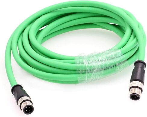 Ethernet M12 4 Pin D Code Male to M12 4 Pin D Code Male Cable for Baumer Omron Sick Encoder Sensor Camera Profinet Network Host Green PVC 2m in Saudi Arabia