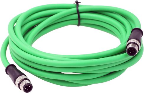 Ethernet M12 4 Pin D Code Male to M12 4 Pin D Code Male Cable for Baumer Omron Sick Encoder Sensor Camera Profinet Network Host Green PVC 2m in Saudi Arabia