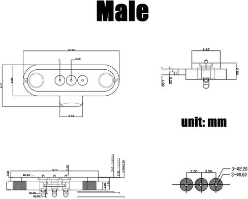 2 Pair Magnetic Pogo Pin Connector, 2/3/4/5P 1A Magnetic Pogopin Connector Male+Female 2.5MM Through Holes Spring Loaded Magnetic Pogopin Connectors DC Power Socket DC Power Charge Connector (2Pin) in Saudi Arabia