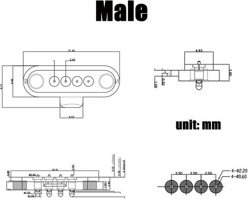 2 Pair Magnetic Pogo Pin Connector, 2/3/4/5P 1A Magnetic Pogopin Connector Male+Female 2.5MM Through Holes Spring Loaded Magnetic Pogopin Connectors DC Power Socket DC Power Charge Connector (2Pin) in Saudi Arabia