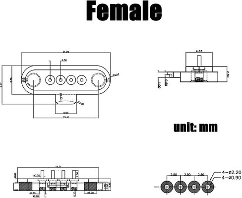 2 Pair Magnetic Pogo Pin Connector, 2/3/4/5P 1A Magnetic Pogopin Connector Male+Female 2.5MM Through Holes Spring Loaded Magnetic Pogopin Connectors DC Power Socket DC Power Charge Connector (2Pin) in Saudi Arabia