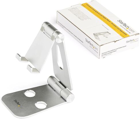 StarTech.com Phone and Tablet Stand - Foldable Universal Mobile Device Holder for Smartphones & Tablets Adjustable Multi-Angle Ergonomic Cell Phone Stand for Desk Portable, 4in to 13in (USPTLSTND) in Saudi Arabia