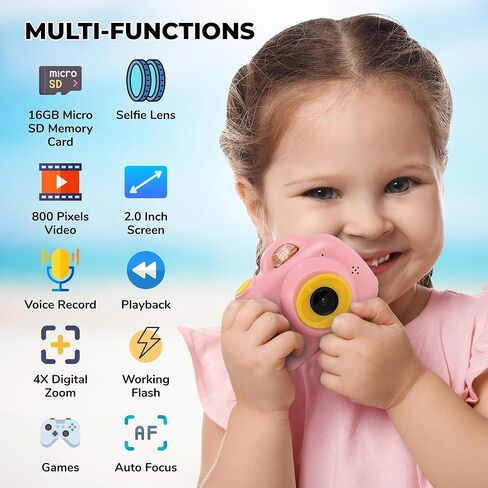 كاميرا رقمية للأطفال من آي كيو تويز - تلتقط الصور ومقاطع الفيديو وتشغيل الصور الرقمية. يتضمن كابل USB وبطاقة SD سعة 16 جيجابايت وقارئ بطاقة USB (أزرق) in Kuwait