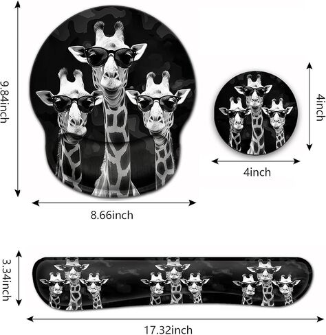 Ergonomic Wrist Protection Mouse Pad Wrist Guard and Keyboard Wrist Rest, Non-Slip Rubber Base Mouse Pad Sunflower and ECG Stethoscope Pattern, Personalized Fashionable Black Office Accessories in Saudi Arabia