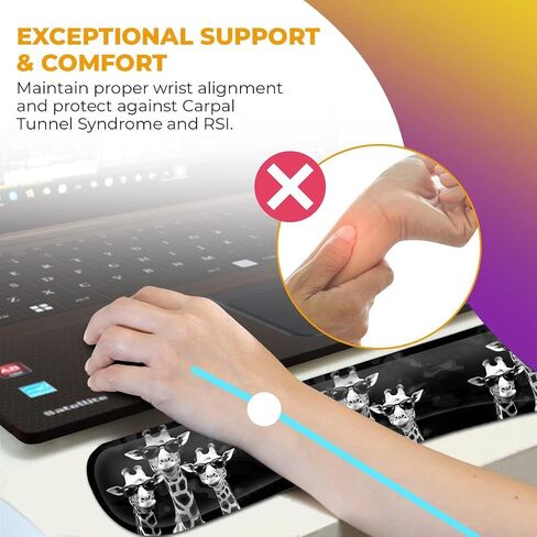 Ergonomic Wrist Protection Mouse Pad Wrist Guard and Keyboard Wrist Rest, Non-Slip Rubber Base Mouse Pad Sunflower and ECG Stethoscope Pattern, Personalized Fashionable Black Office Accessories in Saudi Arabia