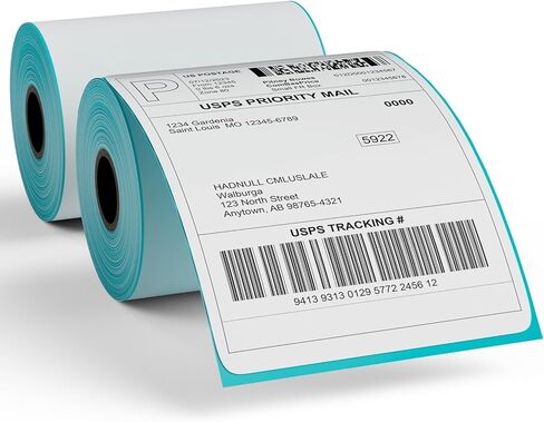 100 Sheets Fanfold Thermal Labels, 4" x 6" Direct Thermal Labels Use for Shipping, Mailing, Postage, Address Labels, Thermal Label Stickers Compatible with Most Direct Thermal Printers in Kuwait
