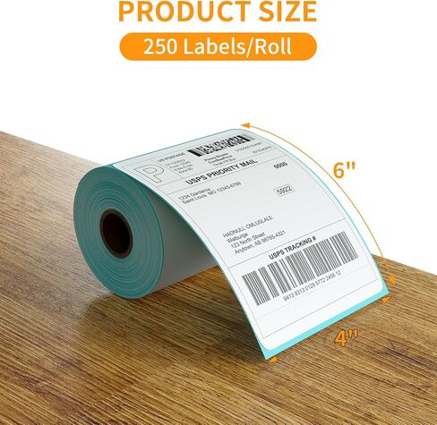100 Sheets Fanfold Thermal Labels, 4" x 6" Direct Thermal Labels Use for Shipping, Mailing, Postage, Address Labels, Thermal Label Stickers Compatible with Most Direct Thermal Printers in Kuwait