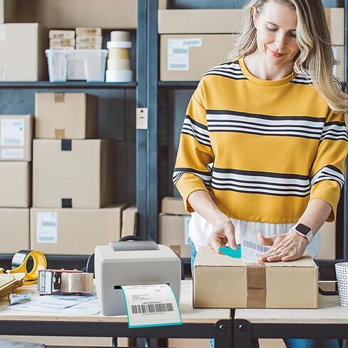 100 Sheets Fanfold Thermal Labels, 4" x 6" Direct Thermal Labels Use for Shipping, Mailing, Postage, Address Labels, Thermal Label Stickers Compatible with Most Direct Thermal Printers in Kuwait