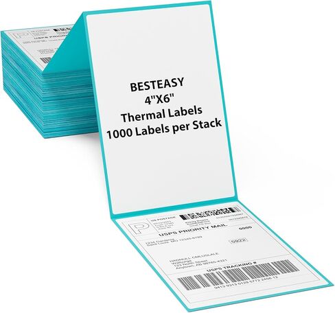 100 Sheets Fanfold Thermal Labels, 4" x 6" Direct Thermal Labels Use for Shipping, Mailing, Postage, Address Labels, Thermal Label Stickers Compatible with Most Direct Thermal Printers in Saudi Arabia