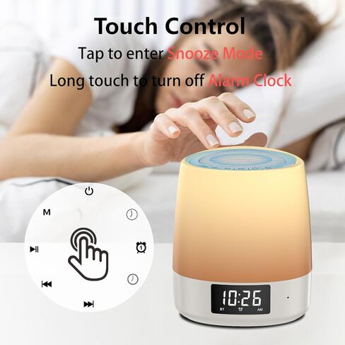 White Noise Sound Machine with 34 Sleep Sounds 8 Colors Night Light, Battery Powered Integrated Alarm Clock Bluetooth Function Sleep Timer, White Noise Machine for Sleeping Adults Baby White in Saudi Arabia