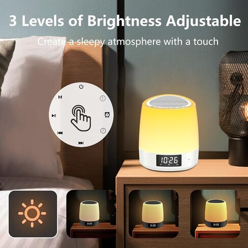 White Noise Sound Machine with 34 Sleep Sounds 8 Colors Night Light, Battery Powered Integrated Alarm Clock Bluetooth Function Sleep Timer, White Noise Machine for Sleeping Adults Baby White in Saudi Arabia