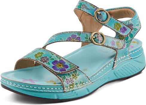 Spring Step L'Artiste Women's Anneka Hand-Painted Athleisure Sandals - Lightweight Floral Design with Adjustable Hook and Loop Closures in Saudi Arabia