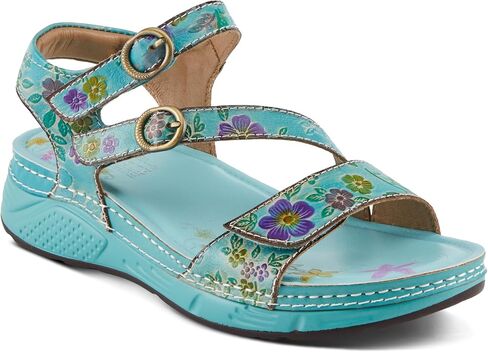 Spring Step L'Artiste Women's Anneka Hand-Painted Athleisure Sandals - Lightweight Floral Design with Adjustable Hook and Loop Closures in Saudi Arabia