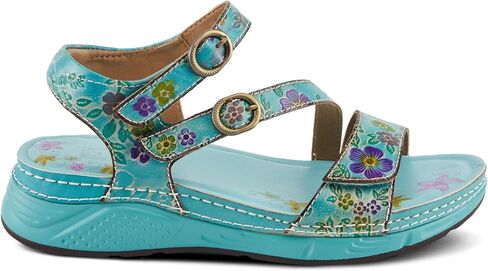 Spring Step L'Artiste Women's Anneka Hand-Painted Athleisure Sandals - Lightweight Floral Design with Adjustable Hook and Loop Closures in Saudi Arabia