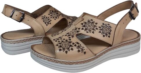 Alice Women's Comfortable, Leather Sling Back Sandal with Extra Cushioned Soft Footbed in Saudi Arabia