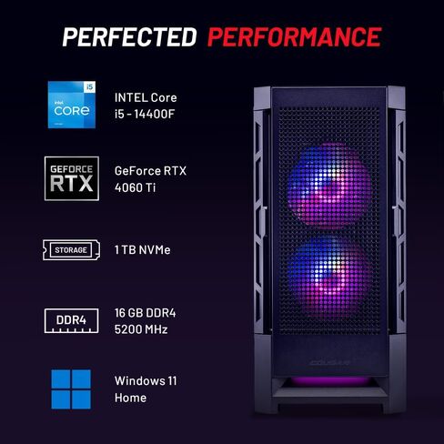 كمبيوتر Skytech Blaze4 Mini للألعاب، Intel i5 14400F 2.5 جيجا هرتز (4.7 جيجا هرتز Turbo Boost)، NVIDIA RTX 4060 Ti 8 جيجا GDDR6X، 1 تيرابايت NVMe M.2 SSD، 16 جيجا DDR5 RAM 5200، 650 وات ذهبي PSU، Wi-Fi، Win 11 Home in Kuwait