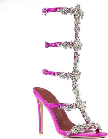 ROOM OF FASHION Women's Crystal Jeweled Strappy Gladiator Stiletto Heel Dress Sandals in Saudi Arabia