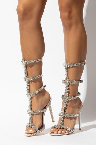 ROOM OF FASHION Women's Crystal Jeweled Strappy Gladiator Stiletto Heel Dress Sandals in Saudi Arabia