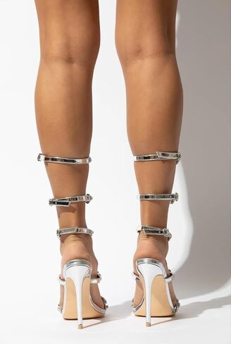 ROOM OF FASHION Women's Crystal Jeweled Strappy Gladiator Stiletto Heel Dress Sandals in Saudi Arabia