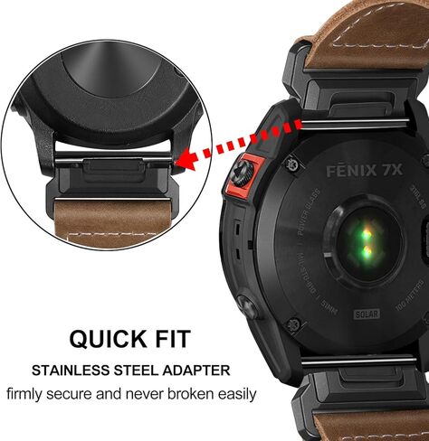 سوار ساعة TRUMiRR لـ Fenix ​​7/6 Pro / 5 Plus، 22 مم من الجلد سريع الفك وسهل الارتداء، حزام محول من الفولاذ المقاوم للصدأ لـ Garmin Forerunner 965 / Epix Gen 2 47 مم / Instinct 2 in Kuwait