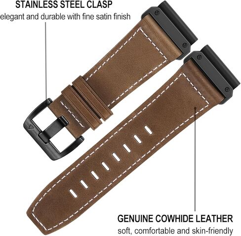 سوار ساعة TRUMiRR لـ Fenix ​​7/6 Pro / 5 Plus، 22 مم من الجلد سريع الفك وسهل الارتداء، حزام محول من الفولاذ المقاوم للصدأ لـ Garmin Forerunner 965 / Epix Gen 2 47 مم / Instinct 2 in Kuwait