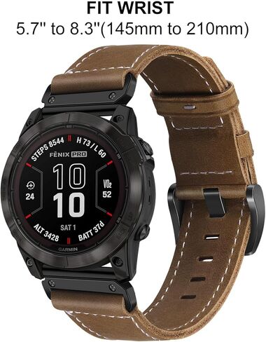 سوار ساعة TRUMiRR لـ Fenix ​​7/6 Pro / 5 Plus، 22 مم من الجلد سريع الفك وسهل الارتداء، حزام محول من الفولاذ المقاوم للصدأ لـ Garmin Forerunner 965 / Epix Gen 2 47 مم / Instinct 2 in Kuwait