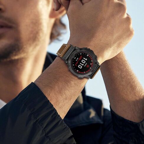 سوار ساعة TRUMiRR لـ Fenix ​​7/6 Pro / 5 Plus، 22 مم من الجلد سريع الفك وسهل الارتداء، حزام محول من الفولاذ المقاوم للصدأ لـ Garmin Forerunner 965 / Epix Gen 2 47 مم / Instinct 2 in Kuwait