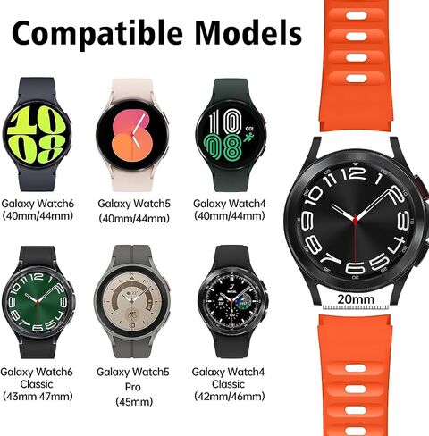 kytuwy Bands Compatible for Galaxy Watch 6 Band/Galaxy Watch 5 Band 44mm 40mm, Rugged No Gap Band for Galaxy Watch 6 Classic Bands 47mm 43mm, Silicone Sport Strap for Samsung Galaxy Watch 5 Pro 45mm in Saudi Arabia