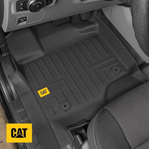 سجادات أرضية Cat® لسيارة Ford F-150 SuperCrew Cab موديل 2015-2024، أمامي وخلفي، حماية من جميع الأحوال الجوية، بطانات أرضية تناسب محيط ثلاثي الأبعاد، أسود، (CAMT-3103) in Saudi Arabia