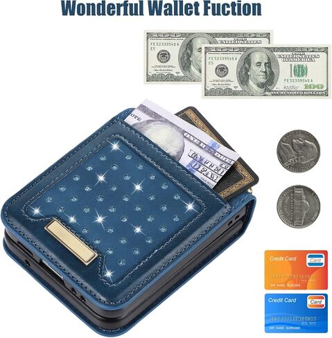 حافظة CCSmall لهاتف Samsung Galaxy Z Flip5 Crossbody للنساء، حافظة هاتف من جلد البولي يوريثان اللامع اللامع مع غطاء حامل بطاقات RFID لهاتف Samsung Galaxy Z Flip 5 SZ أسود in Kuwait